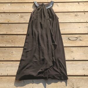 (6) XscapeTie Front Asymmetrical Nightout Rhinestones High Neck Luxurious Silky